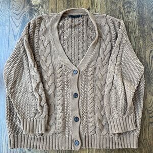 Jenni Kayne Brown Cable Knit Cardigan
